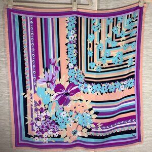 Honey 100% Silk Multi-Color Floral Large 30” Gorgeous Colorful Statement Scarf